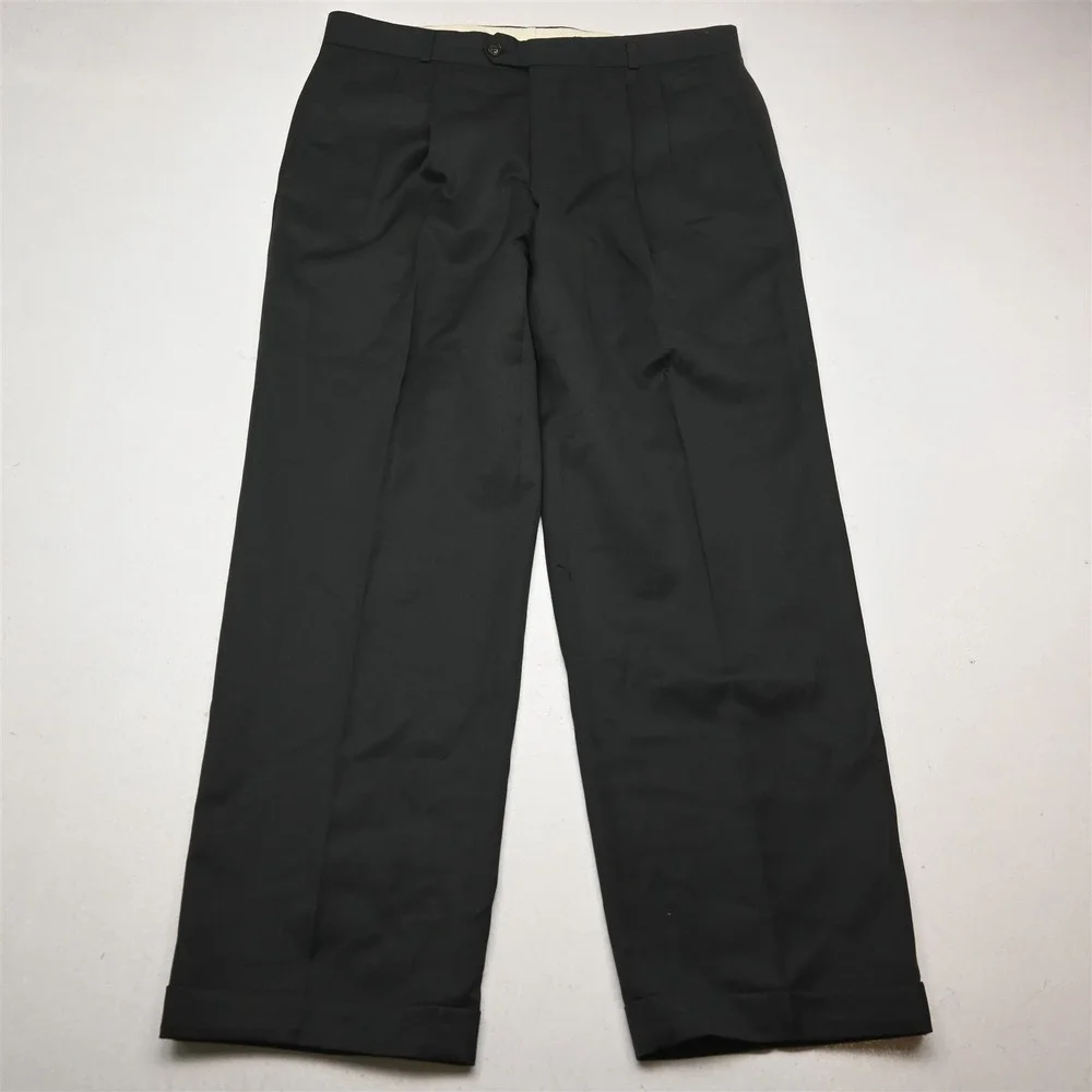 Vtg Mens Double Breasted‎ 40R 34x30 Green 100% Trabaldo Togna Wool Suit